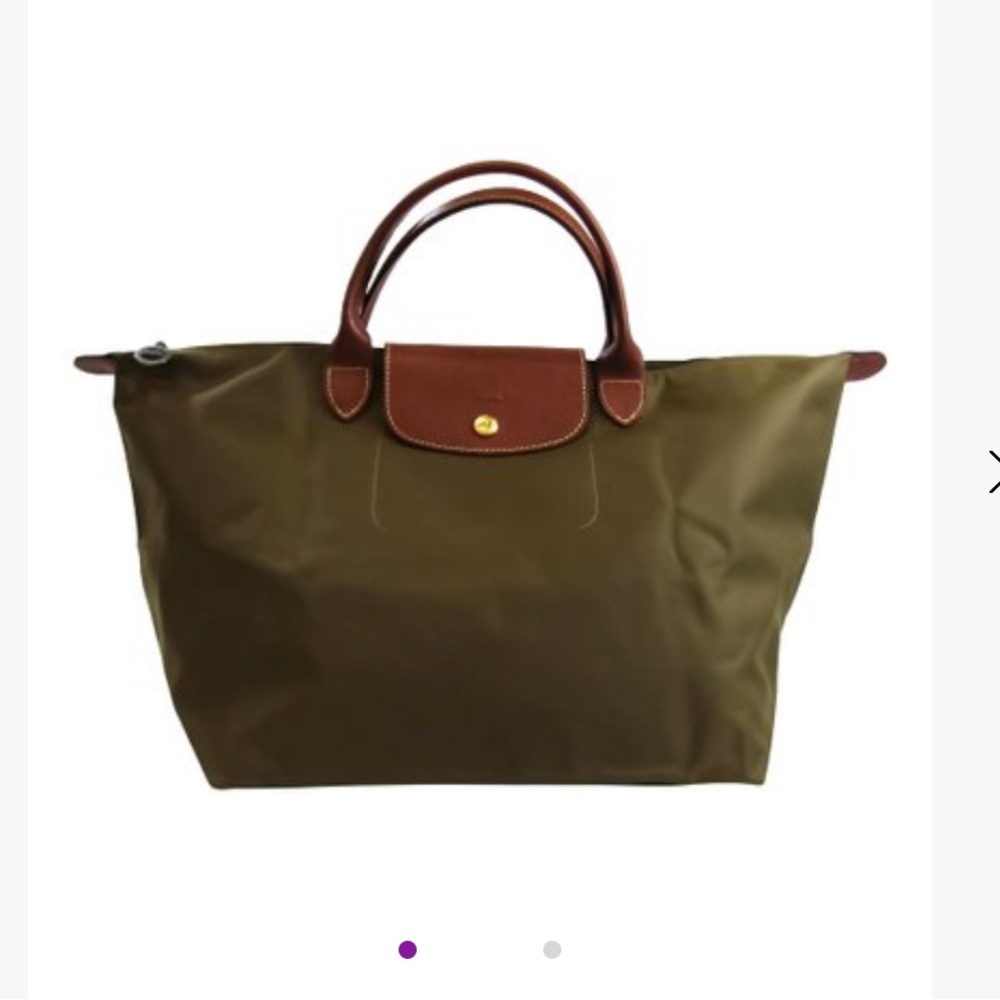 MEDIUM size longchamp tote in khaki green